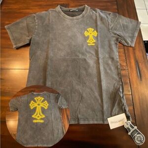 Gray & Yellow Chrome hearts tee